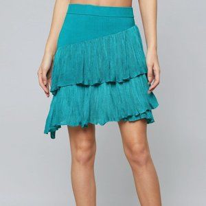 BEBE Paula Ruffle skirt- in Aqua